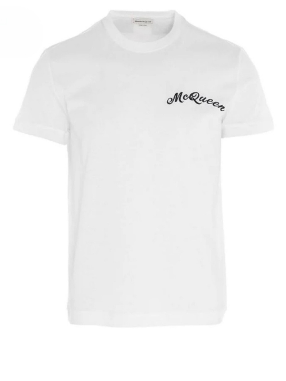 Alexander McQueen Script Logo Chest Embroidery White T-Shirt Men’s Size XXL